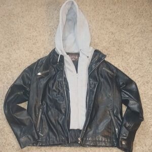 Active 8 Leather jacket with hoodie